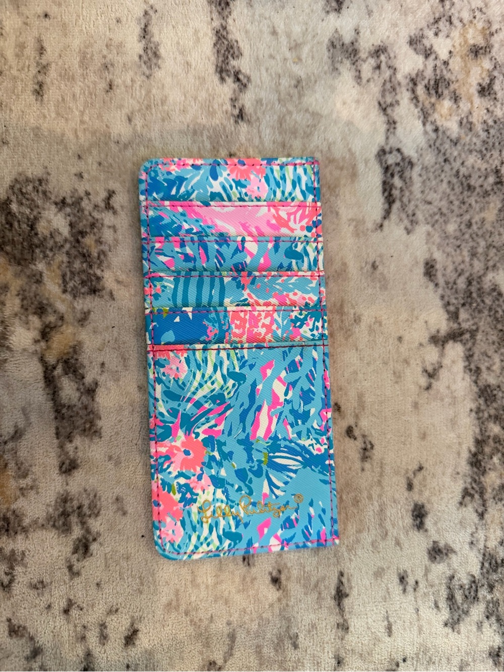 NWOT Lilly Pulitzer Blue and Pink Floral Card & Key Holder